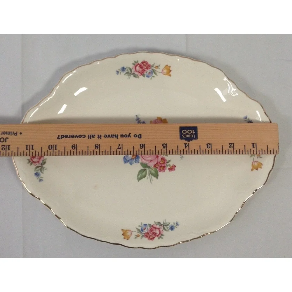 Vintage Serving‎ Platter Roses Floral Gold Edging   12 Inch
